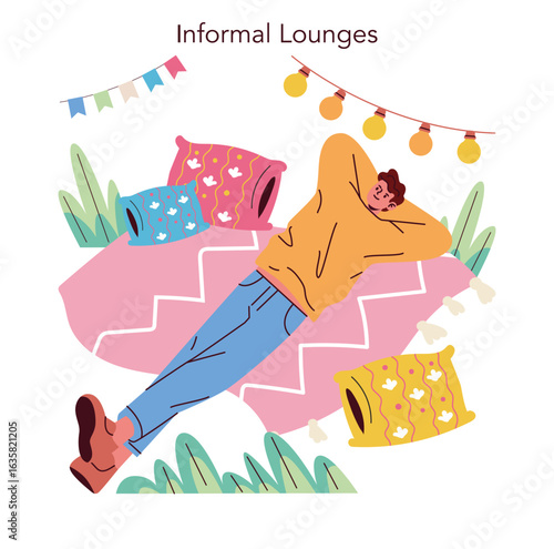 Casual Relaxation in Informal Lounge Setting