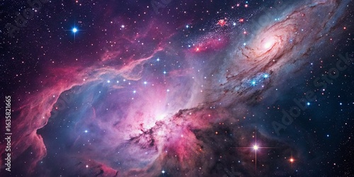 Vast nebula filled with colorful interstellar gases and bright stars, ideal for sci-fi themes.