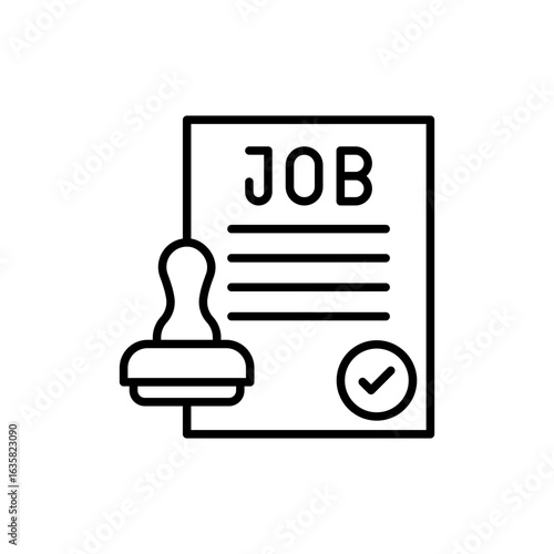 Job contract outline icons, minimalist vector illustration ,simple transparent graphic element .Isolated on white background