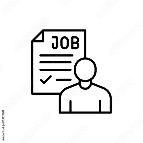 Job contract outline icons, minimalist vector illustration ,simple transparent graphic element .Isolated on white background