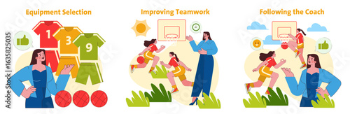 Basketball Equipment and Teamwork Coaching Vector