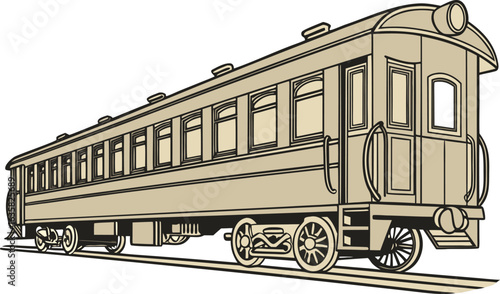 Realistic Modern Train Locomotive Illustration on White Background. Detailed Passenger Train Side View with Accurate Proportions. High Quality Train Locomotive Artwork for Transportation Themes