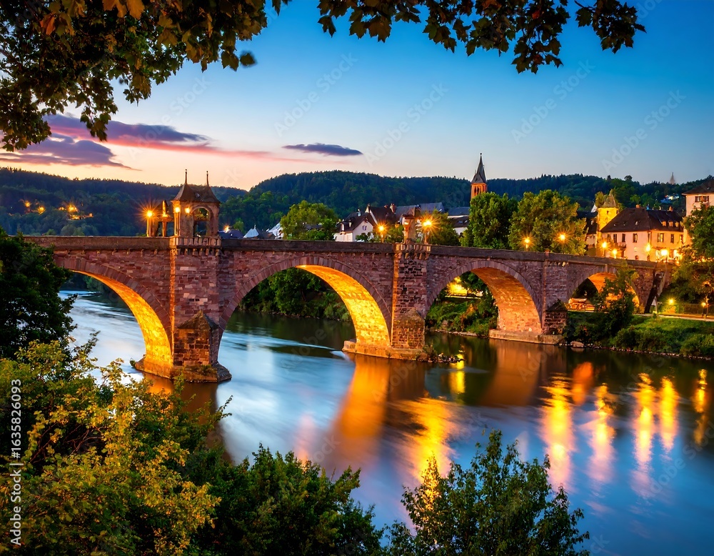 Fototapeta premium Picturesque bridge at dusk