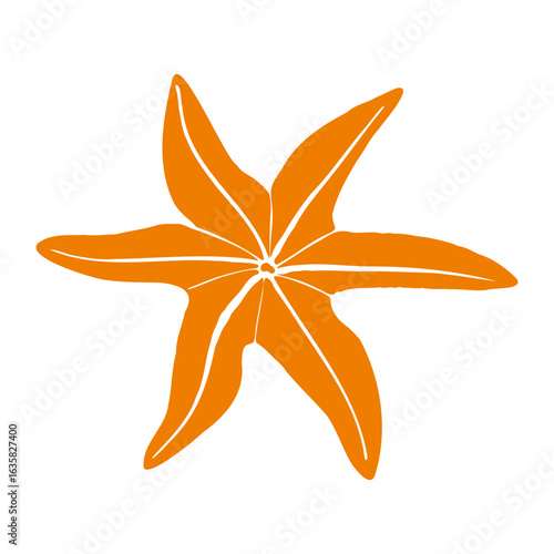 Outline starfish silhouette isolated on white background. Vector hand drawn icon illustration for fabric design, poster prints, cosmetic packaging, stationery, label templates, logo use