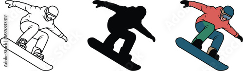 Dynamic snowboarder mid-air performing aerial trick with energy