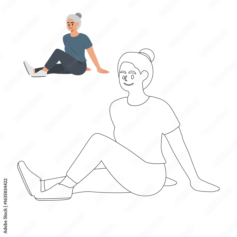 Obraz premium Older people exercising illustration