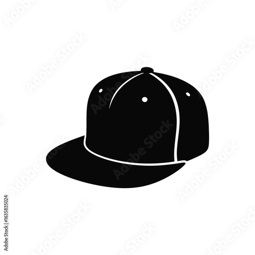 Simple black silhouette of a flat brim baseball cap