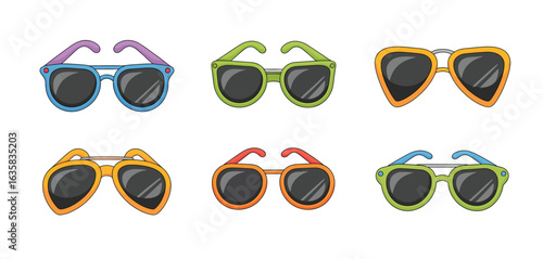 Collection of colorful and stylish sunglasses for summer fashion