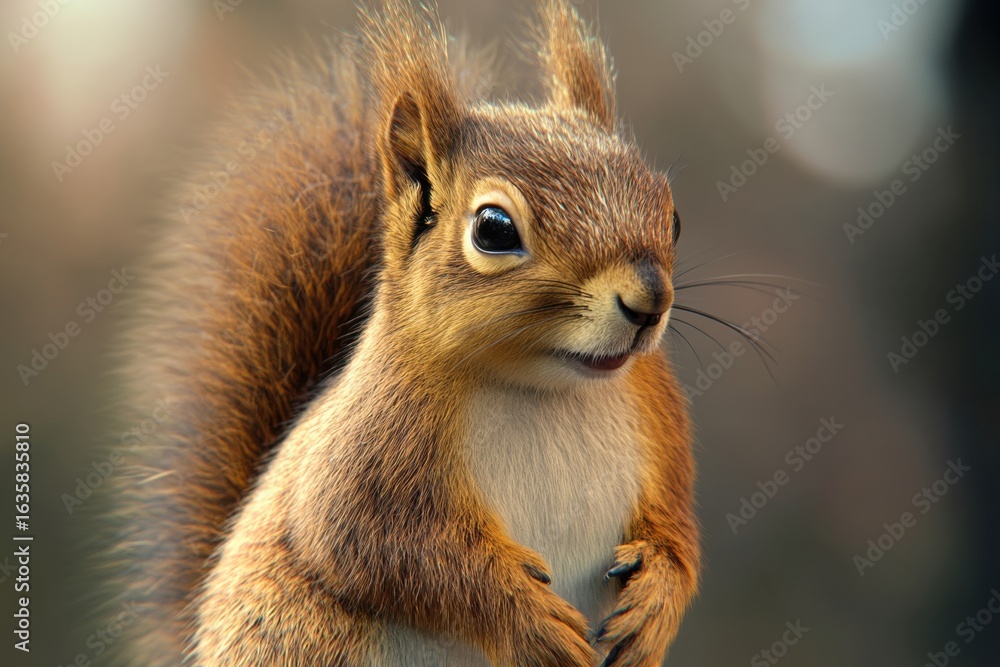 Obraz premium A close up portrait of a red squirrel outside