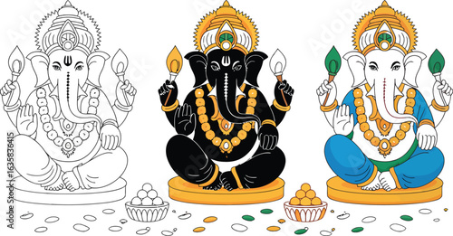 Vibrant Ganesha depictions for spiritual and cultural celebrations