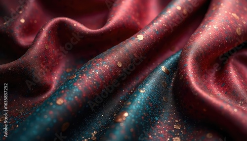 Close-up shot of elegant, deeply creased fabric, suggesting luxurious, aged royalty The texture is rich and opulent, hinting at history and heritage , pattern, cloth, fabric
