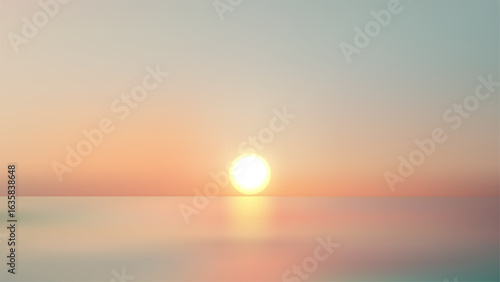 sunset over calm ocean with soft pastel sky and shimmering light reflection minimalist seascape perfect for nature backgrounds coastal travel scenery peaceful atmosphere photography
