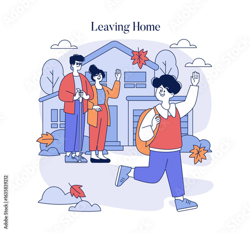 Family Bidding Goodbye to Child Leaving Home