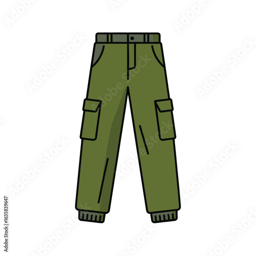 Green cargo pants with multiple pockets