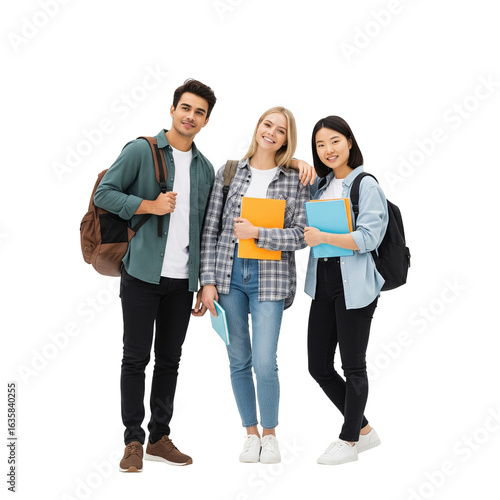 group of students with books
