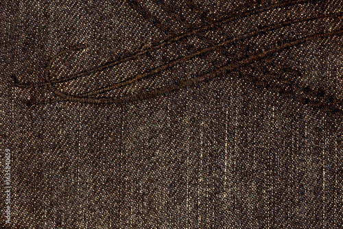 Close-Up of Dark Denim with Stitching Denim Texture

