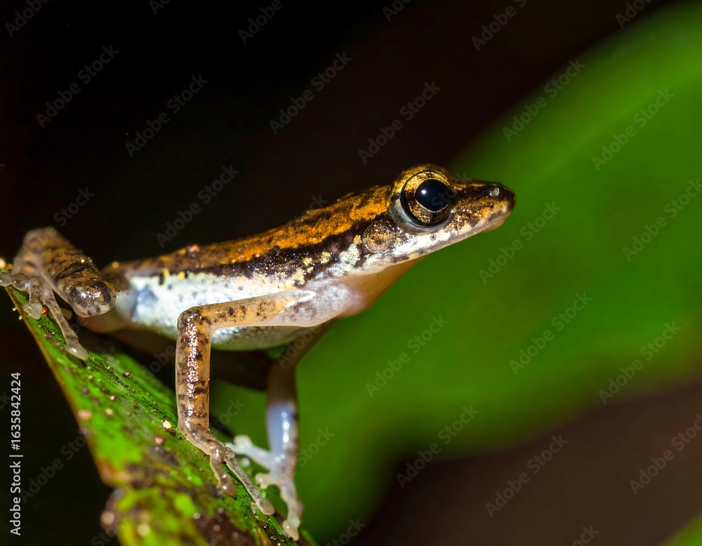 Fototapeta premium Close-up of small frog on a leaf