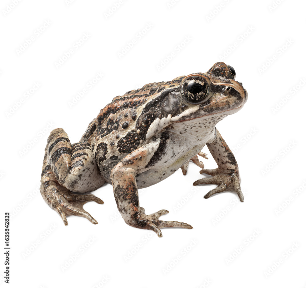 Fototapeta premium Brown frog isolated on transparent background, a closeup of an amphibian