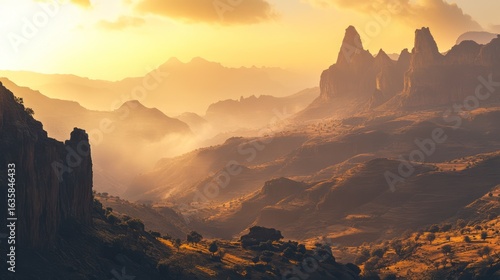 Wallpaper Mural Golden hour mountain valley panorama Torontodigital.ca