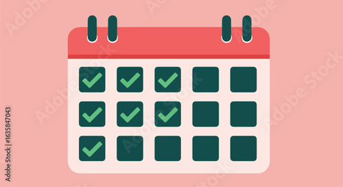 Tasked calendar shows checked tasks on a plain background for planning graphic