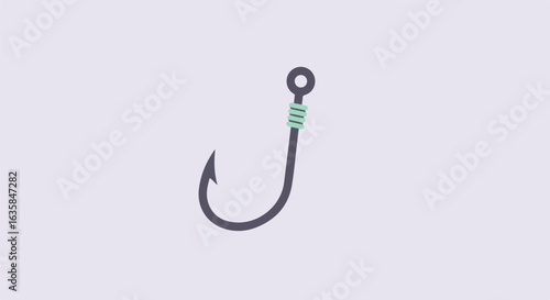 Cartoon fishhook icon on light background for fishing or safety use