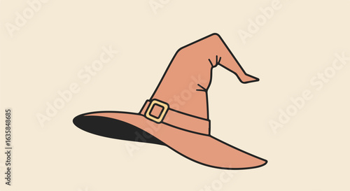 Cartoon witch hat on cream background for Halloween celebration design asset