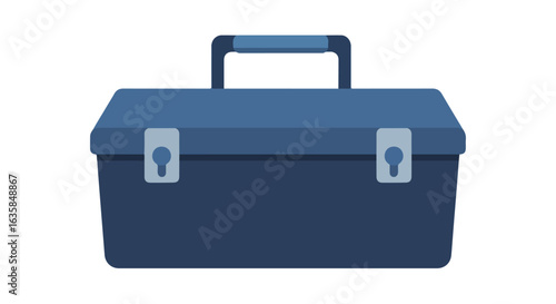 Blue Toolbox on white. Storage and carrying tools, organizing equipment. Isolated