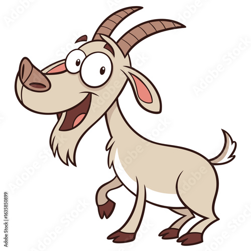 Vector art of funny cartoon goat character isolated on white background