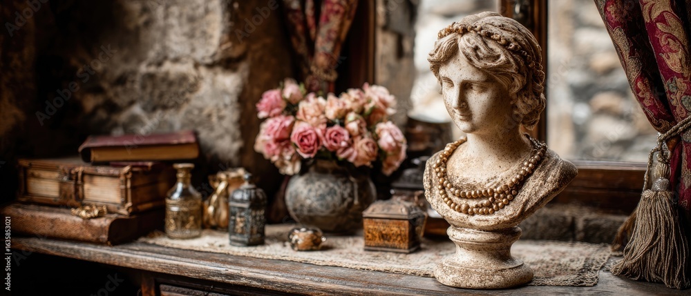 Fototapeta premium Bust With Flowers