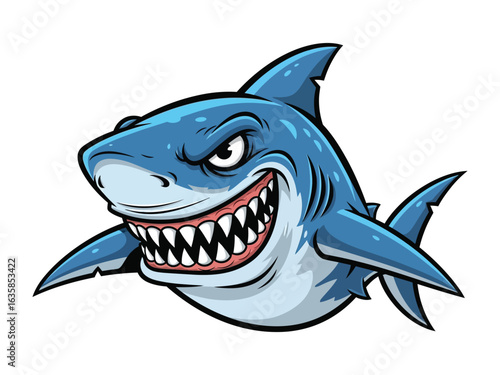 Smiling Shark Illustration: A formidable shark illustration, showcasing detailed features and a playful yet fierce personality.