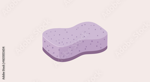 Textured sponge against a clear backdrop, ready for bath, shower or household use