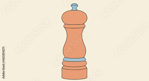 Pepper mill isolated on beige background for cooking illustrations