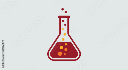 Bubbling fluid in Erlenmeyer flask isolated on plain background, for science project