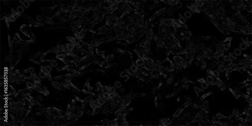 Dark abstract digital background with intricate, glowing white contour. Mysterious energy flow, resembling topographic maps, electrical currents, or microscopic biological structures.