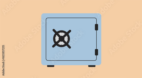 Isolated safe, light blue, closed, set on pale background. Use for security ads