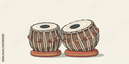 High-quality vector illustration of a tabla, the traditional Indian percussion instrument