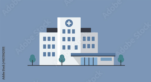 Isolated health clinic with trees illustration on solid background for promotion