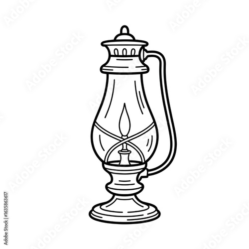 old oil lamp vector 