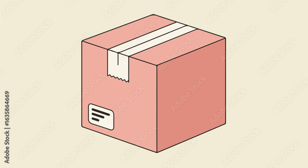 Obraz premium Sealed cardboard box, label detail against a plain background, delivery & moving