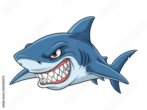 Aggressive Shark Illustration: A fierce shark illustration, with sharp teeth, showcasing power and predator.