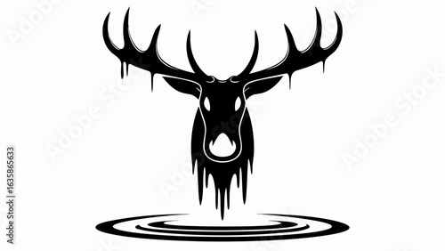 deer, animal, reindeer, vector, illustration, silhouette, stag, wild, antler, mammal, nature, wildlife, buck, elk, christmas, horn, head, cartoon, antlers, moose, animals, drawing, goat, hunting, blac