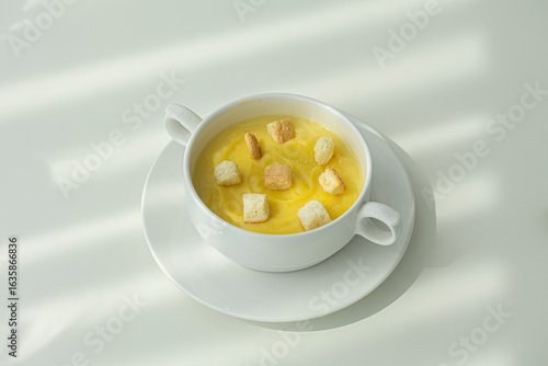 Corn Cream Soup with Croutons