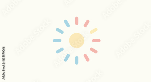 Simple pastel sun radiates warmth on a blank canvas, used for children's designs