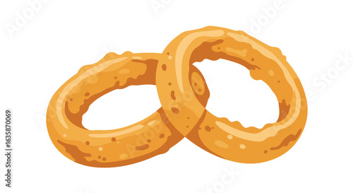 Two bagels interlocking isolated on white used for cafe menu designs