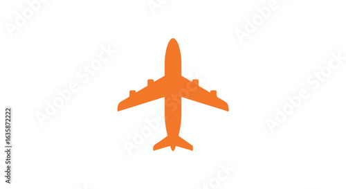 Orange Airplane silhouette on white used in booking, no people background