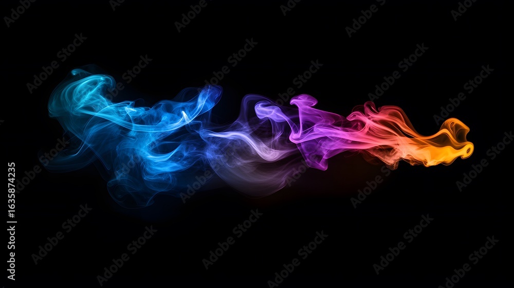 Obraz premium Abstract Colorful Smoke Swirls on Black Background
