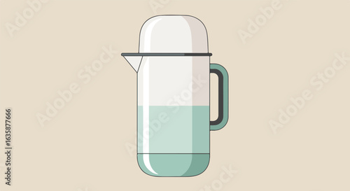 Liquid container on a blank surface for drinking. Background is plain