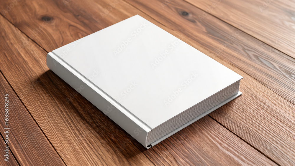 Fototapeta premium Blank book on wood, inviting creativity and imagination