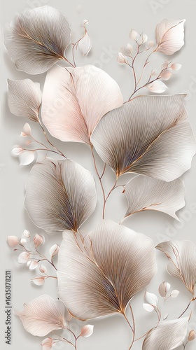 Delicate Floral Leaf Design Wallpaper