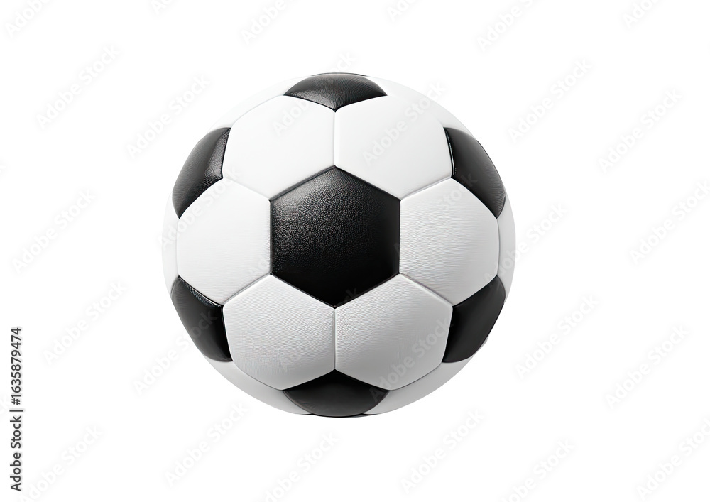 Black and white soccer ball, isolated, high-angle view Black and white soccer ball, isolated, high-angle view